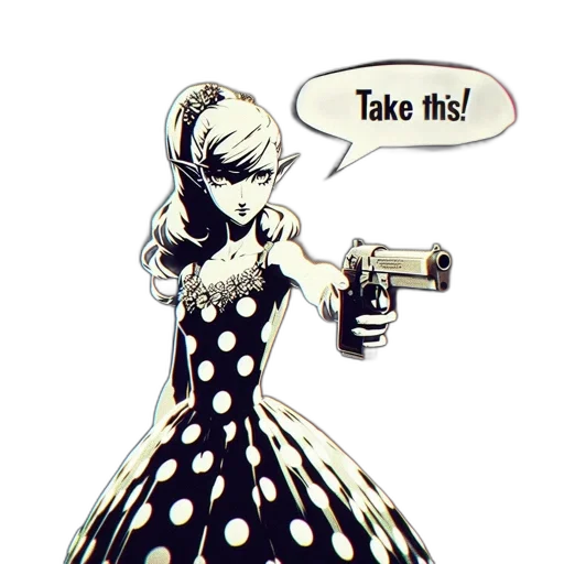 weapon, dress, comic book art, cartoon transparent PNG cut-out