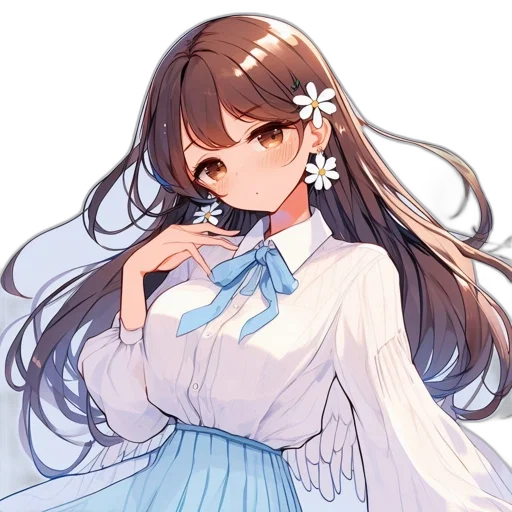 dress, flower, staff, face transparent PNG cut-out