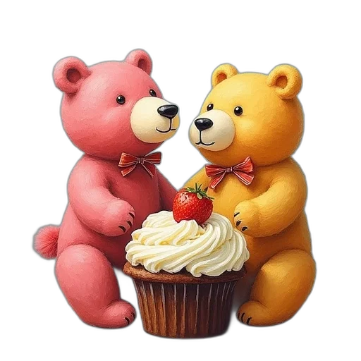 food, photorealistic, cupcake, bears transparent PNG cut-out