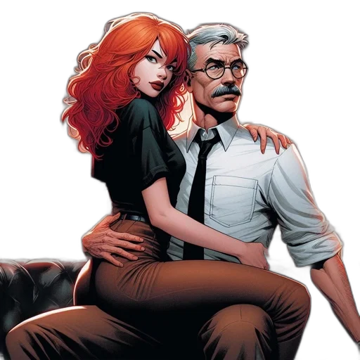 comic book art, concept art, two, animated transparent PNG cut-out