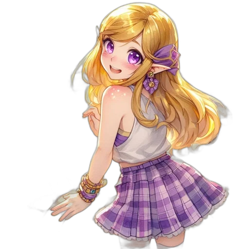 dress, staff, jewelry, anime transparent PNG cut-out