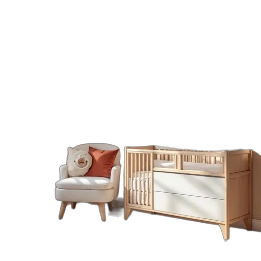furniture, 3d render, earth tones, golden transparent PNG cut-out