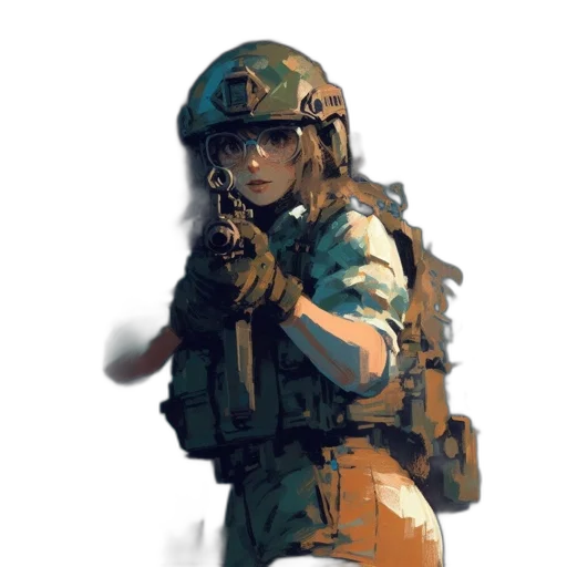 weapon, staff, jacket, face transparent PNG cut-out
