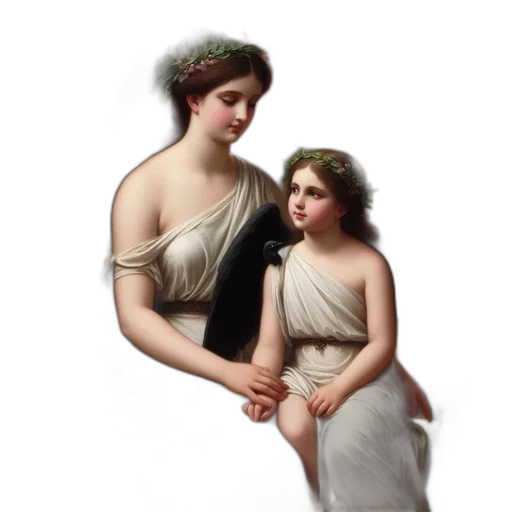 dress, jewelry, staff, oil painting transparent PNG cut-out