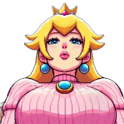 crown, dress, face, pixel art transparent PNG cut-out