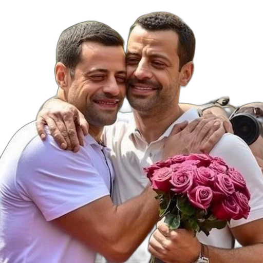 two, men, embracing, one transparent PNG cut-out