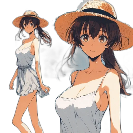 dress, hat, anime, concept art transparent PNG cut-out
