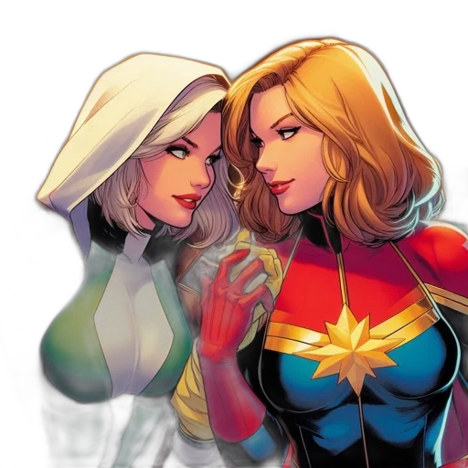 comic book art, concept art, two, female transparent PNG cut-out