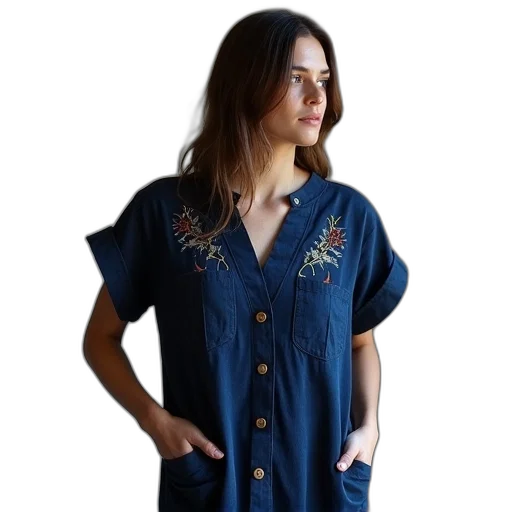 dress, jacket, blue, embroidered transparent PNG cut-out