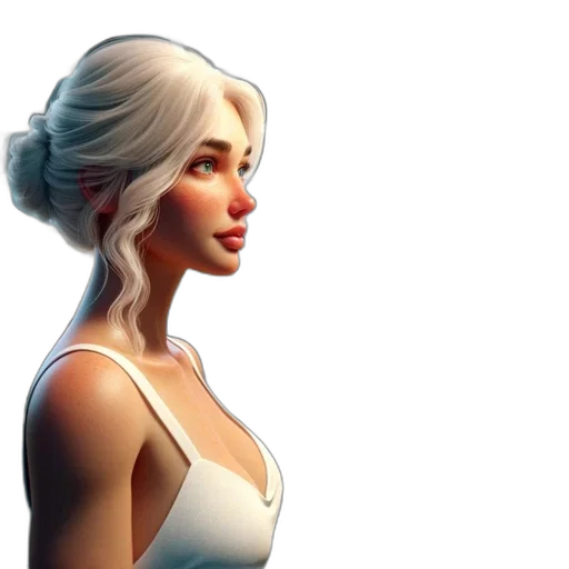 face, staff, dress, 3d render transparent PNG cut-out