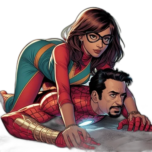 comic book art, concept art, two, characters transparent PNG cut-out