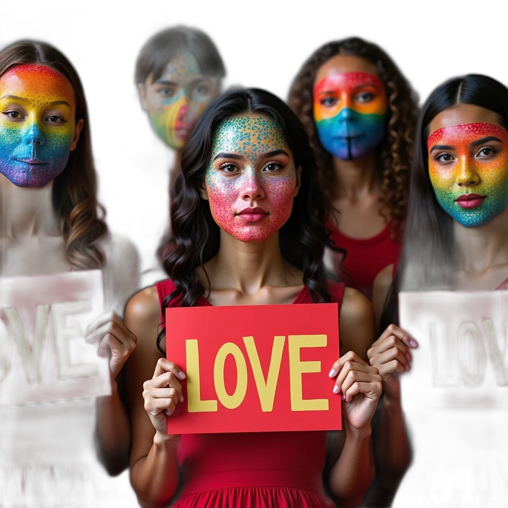 mask, colorful, group, people transparent PNG cut-out