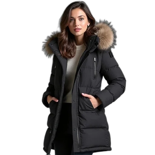 jacket, women, winter, large transparent PNG cut-out