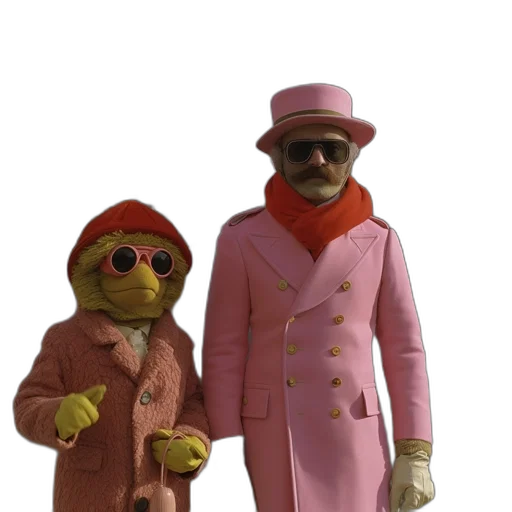 hat, jacket, staff, 3d render transparent PNG cut-out