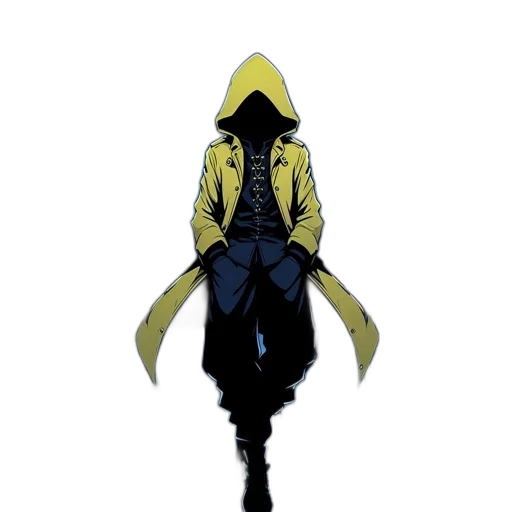 jacket, mask, staff, creature transparent PNG cut-out