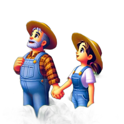 concept art, pixel art, 3d render, cartoon transparent PNG cut-out