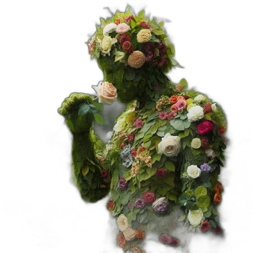 dress, creature, flower, jacket transparent PNG cut-out