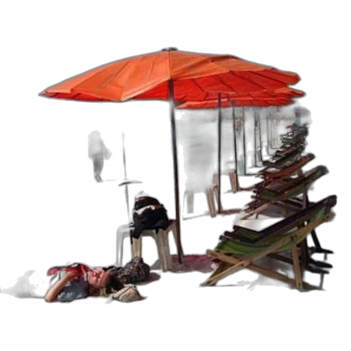 umbrella, furniture, staff, shoes transparent PNG cut-out