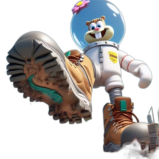 robot, shoes, staff, creature transparent PNG cut-out