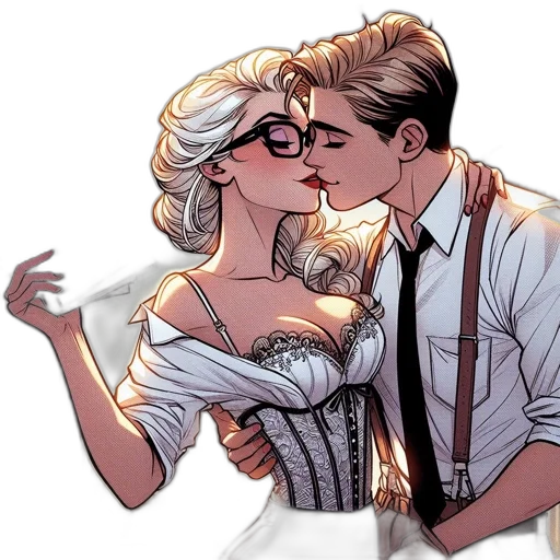 comic book art, cartoon, concept art, couple transparent PNG cut-out