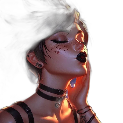 face, jewelry, cyberpunk, fantasy art transparent PNG cut-out