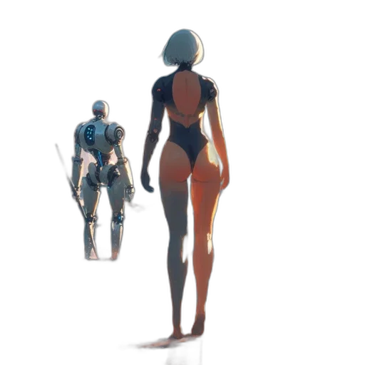 robot, dress, creature, weapon transparent PNG cut-out