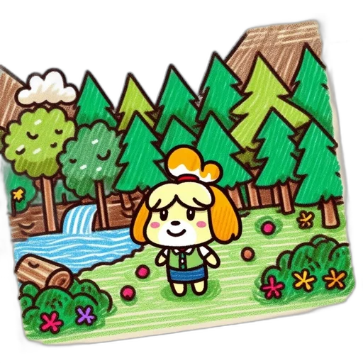 pixel art, concept art, watercolor, forest transparent PNG cut-out