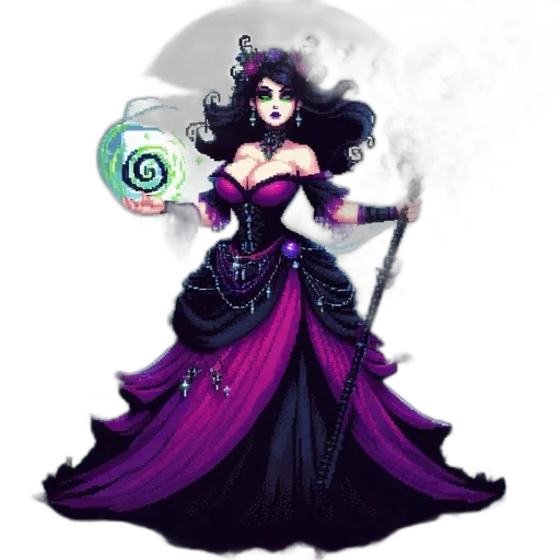 dress, staff, fantasy art, concept art transparent PNG cut-out