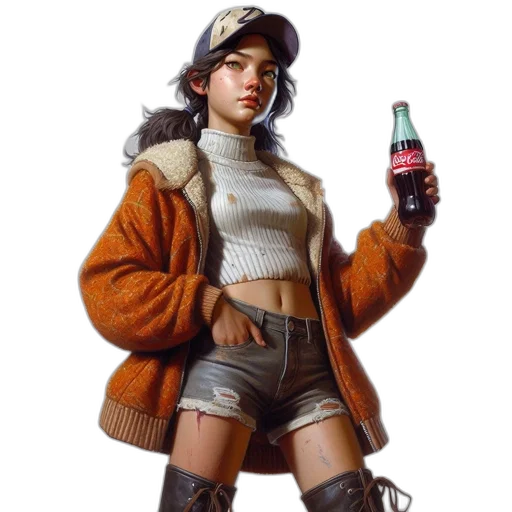 jacket, bottle, hat, concept art transparent PNG cut-out