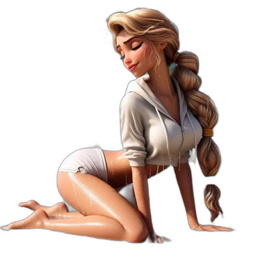 staff, hair, dress, fantasy art transparent PNG cut-out