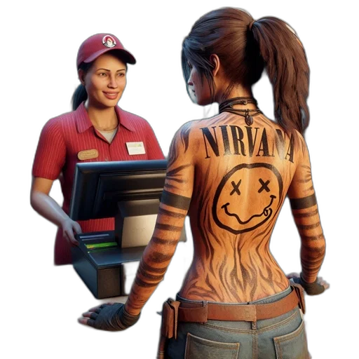staff, jacket, robot, face transparent PNG cut-out