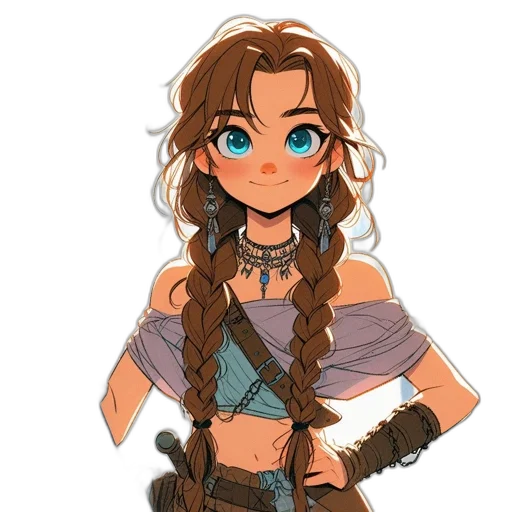 staff, hair, dress, fantasy art transparent PNG cut-out