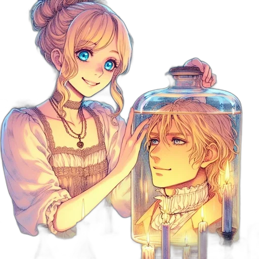 bottle, watercolor, anime, pixel art transparent PNG cut-out