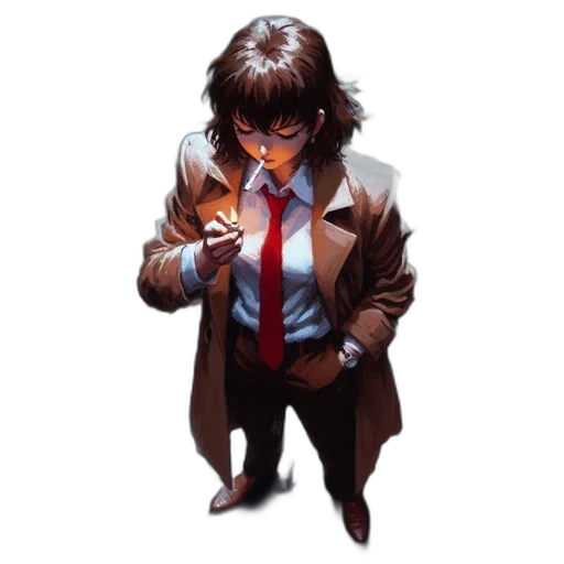 jacket, staff, mask, comic book art transparent PNG cut-out