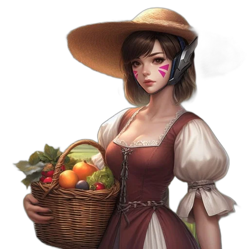 food, dress, hat, staff transparent PNG cut-out