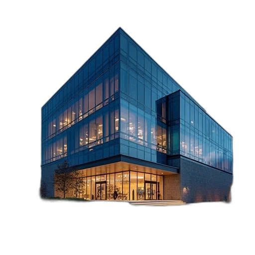 building, 3d render, concept art, blue transparent PNG cut-out