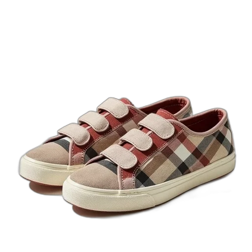 shoes, burbernt, check, cotton transparent PNG cut-out