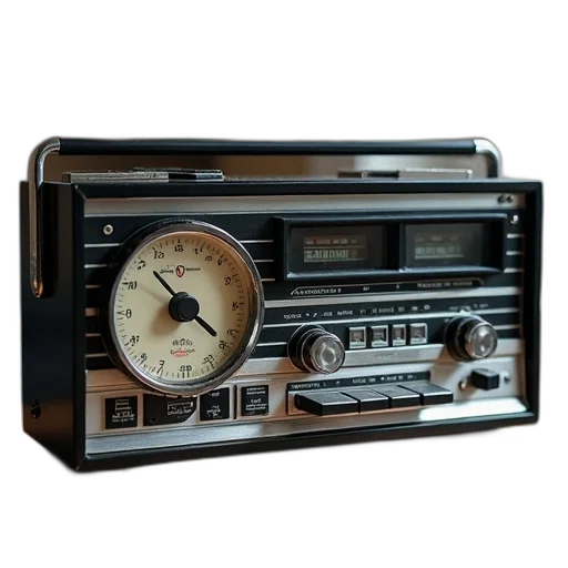 vintage, radio, black, silver transparent PNG cut-out