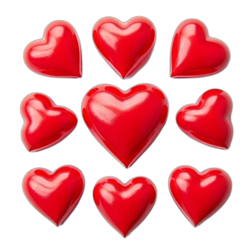 red, collection, heart-shaped, candies transparent PNG cut-out