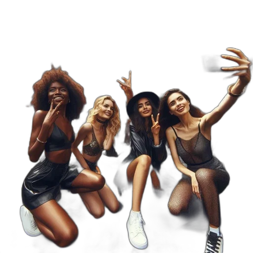 concept art, photorealistic, four, women transparent PNG cut-out