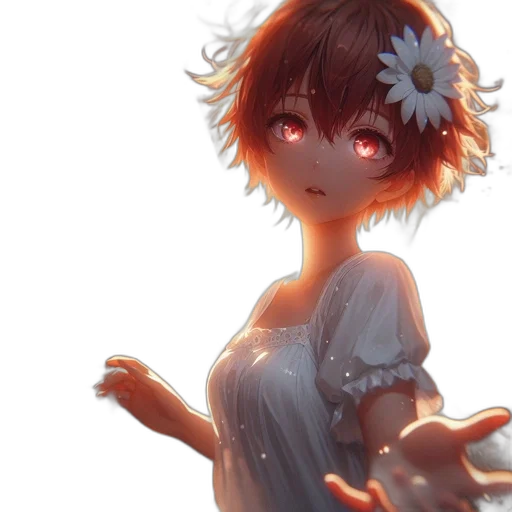 dress, flower, crown, face transparent PNG cut-out