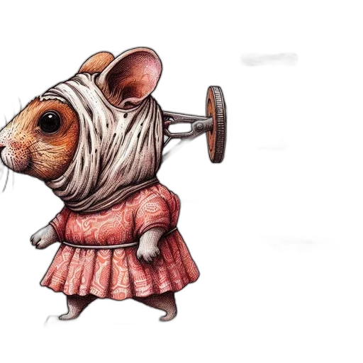 dress, animal, staff, hat transparent PNG cut-out