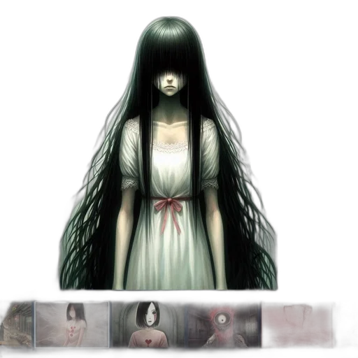 dress, hair, creature, mask transparent PNG cut-out