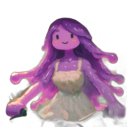 dress, hair, creature, staff transparent PNG cut-out