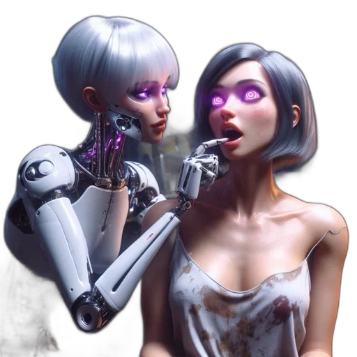 robot, concept art, cyberpunk, 3d render transparent PNG cut-out