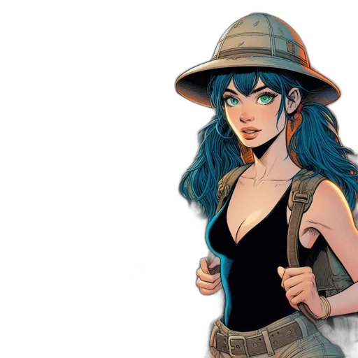 hat, staff, comic book art, concept art transparent PNG cut-out