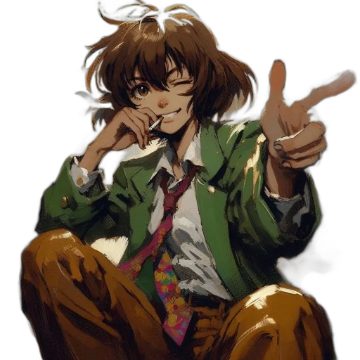 jacket, face, staff, anime transparent PNG cut-out