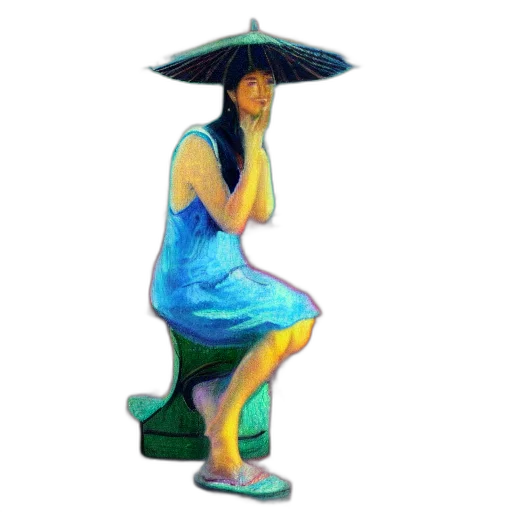 umbrella, dress, hat, staff transparent PNG cut-out