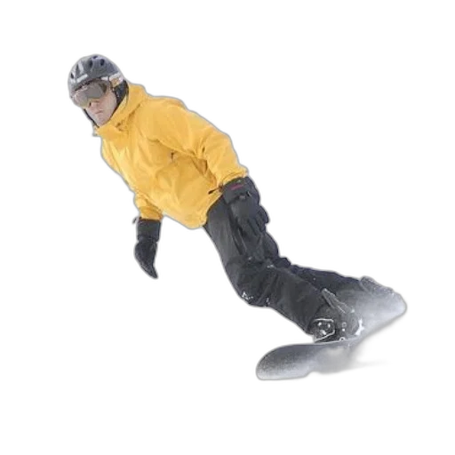 3d render, snowboarder, yellow, jacket transparent PNG cut-out