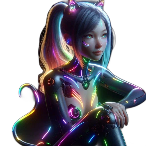 robot, staff, concept art, cyberpunk transparent PNG cut-out